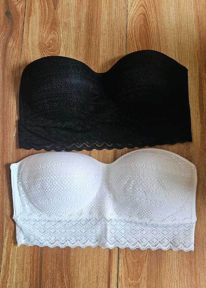 Strapless Bandeau Bras - Black &amp; White