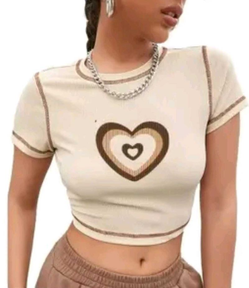 Cute Heart Graphic Cropped Top