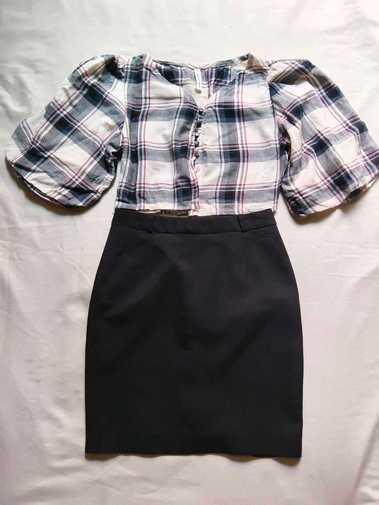 Top &amp; Black Skirt Set