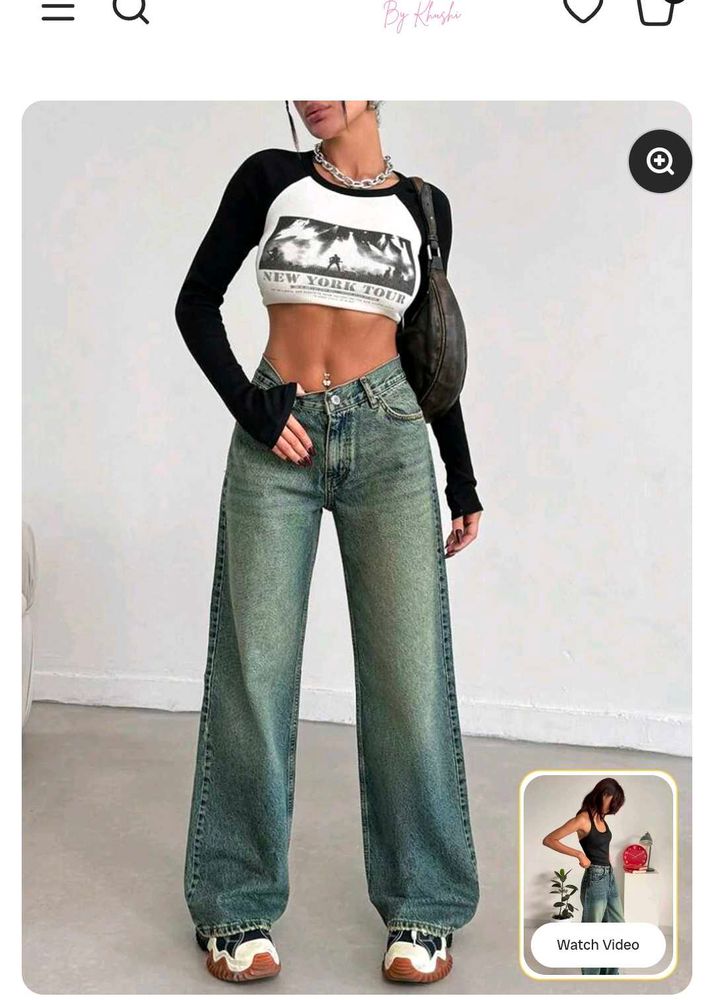Stylish Wide Leg Blue Jeans for Women