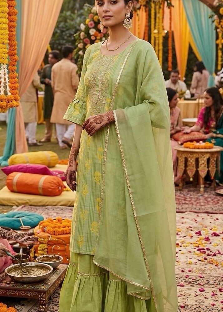 Green Sharara Set | Size XS