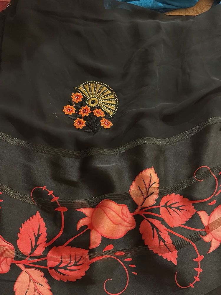 black elegant saree for freshers