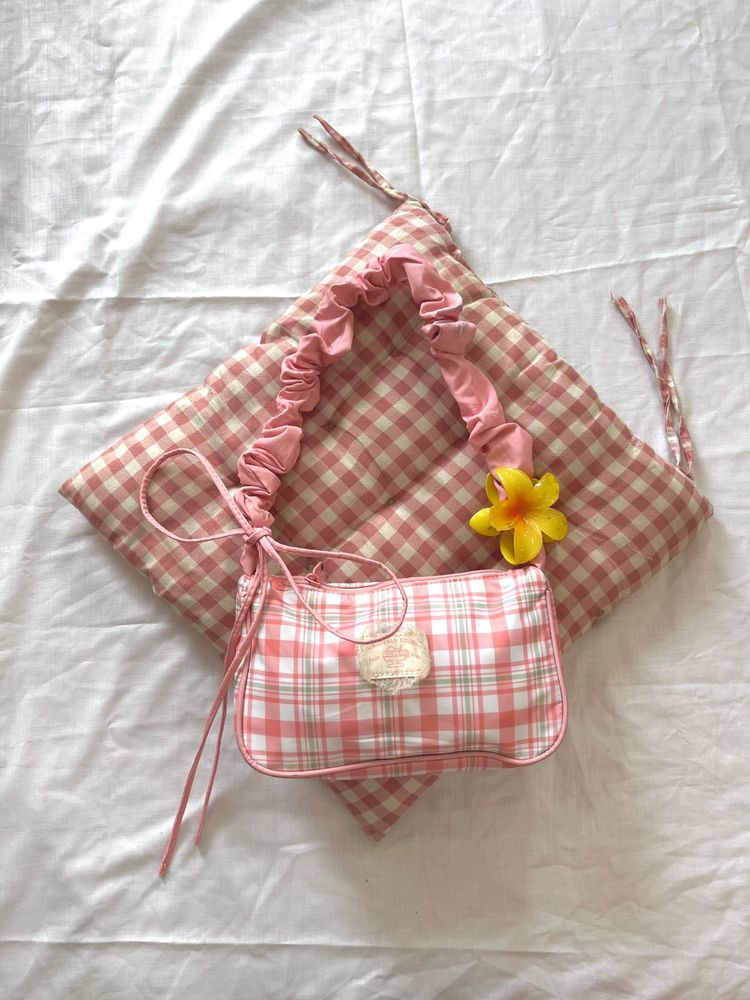 Cute Pink Plaid Shoulder Bag