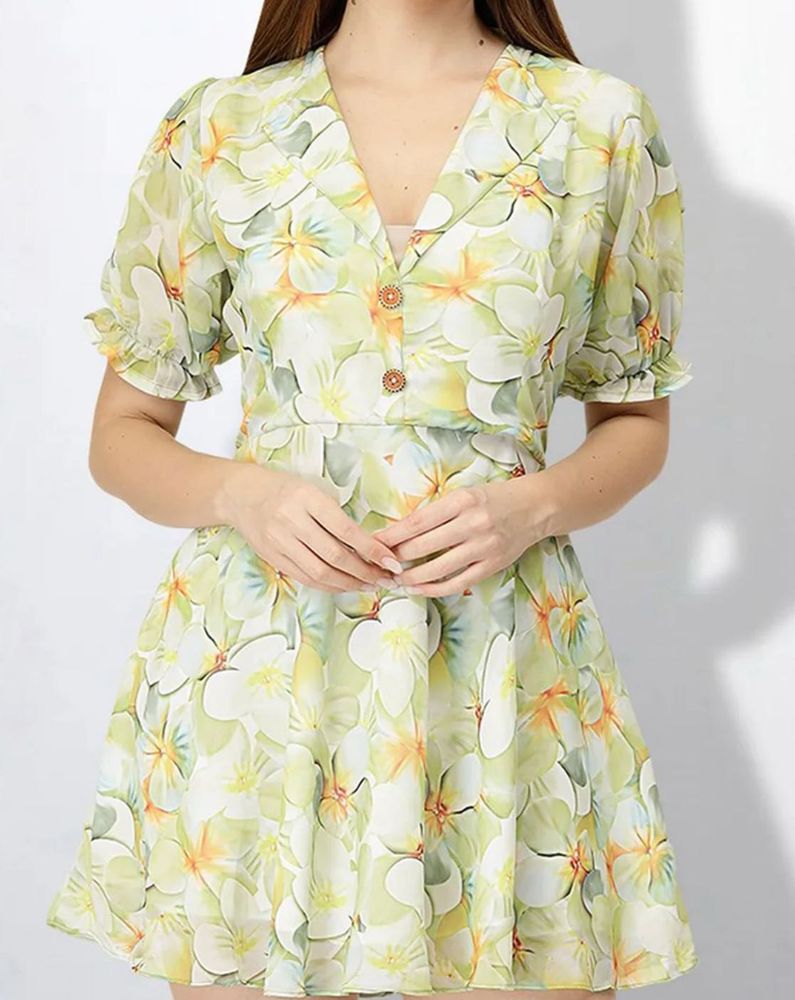 Lightweight Floral Print Mini Dress