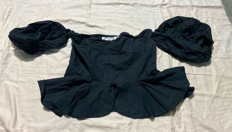Chic Black Peplum Top