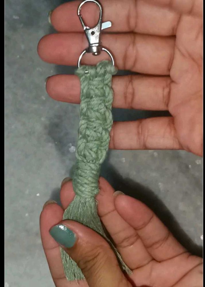 Sage Macrame Keychain