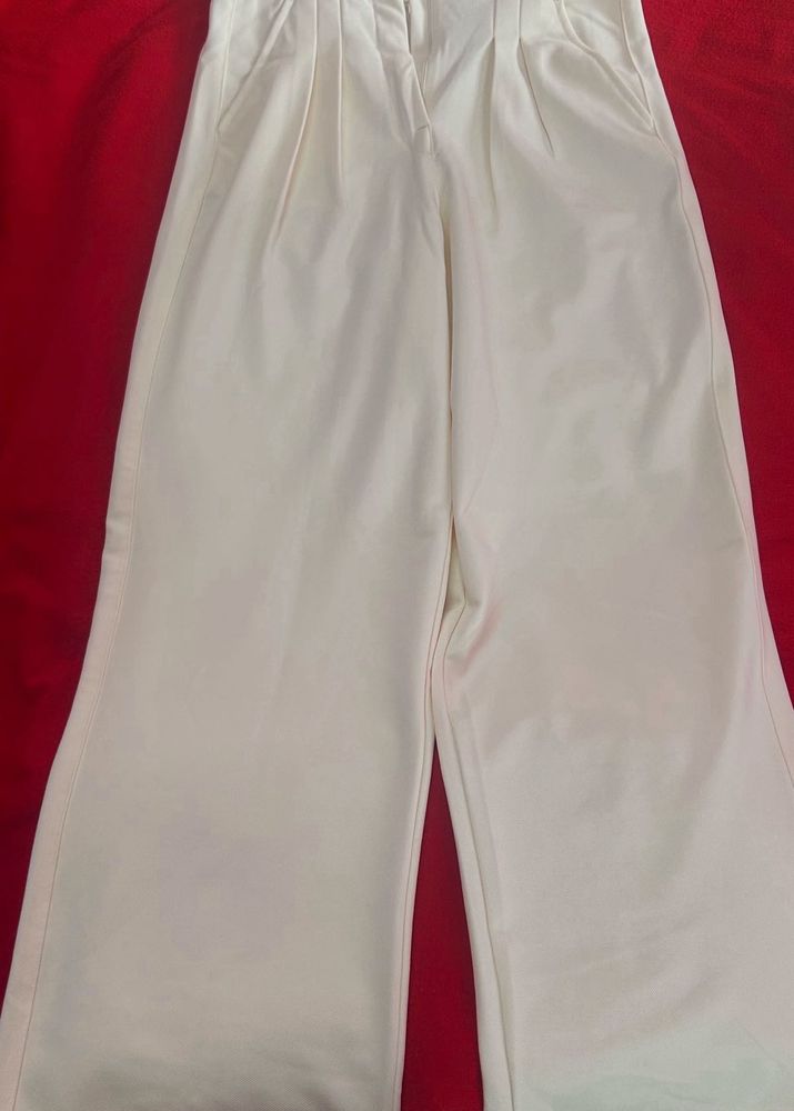 Cream Wide Leg Trousers