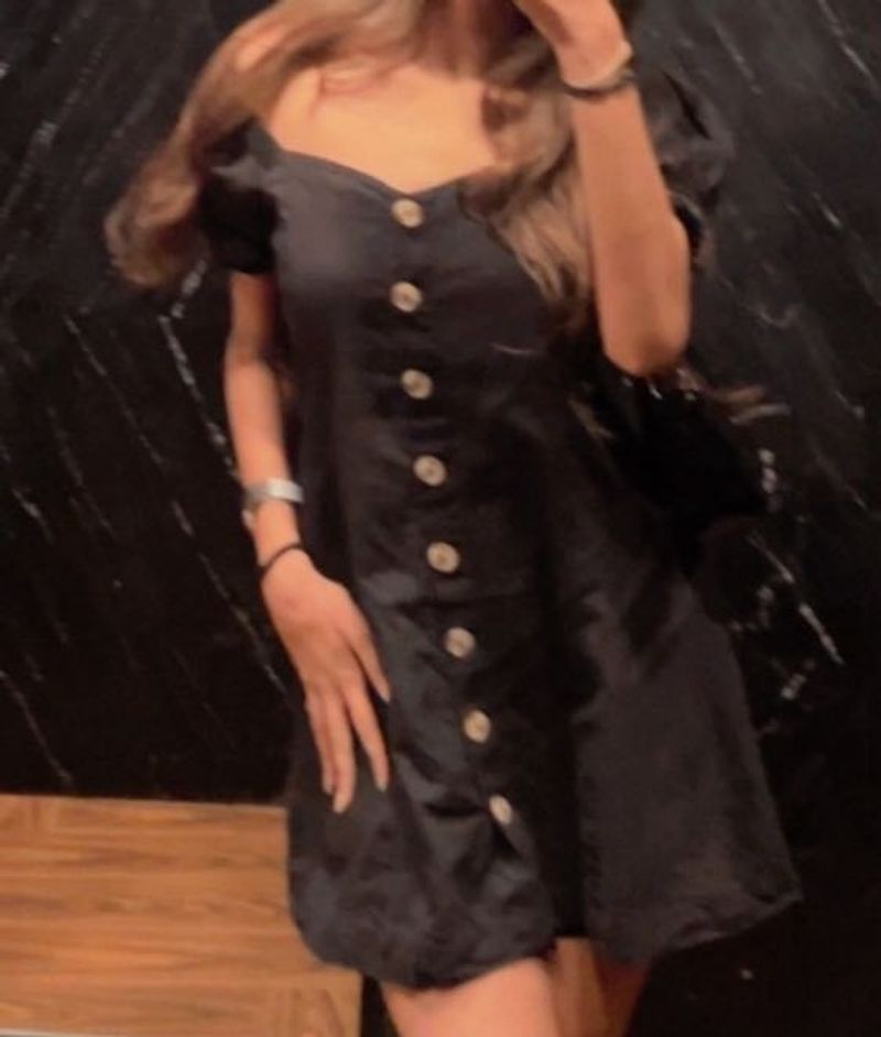 Chic Black Button-Down Mini Dress