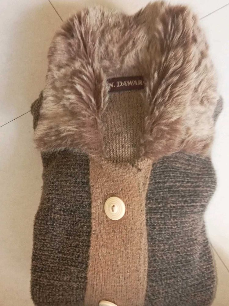 Chic Faux Fur Trimmed Cardigan