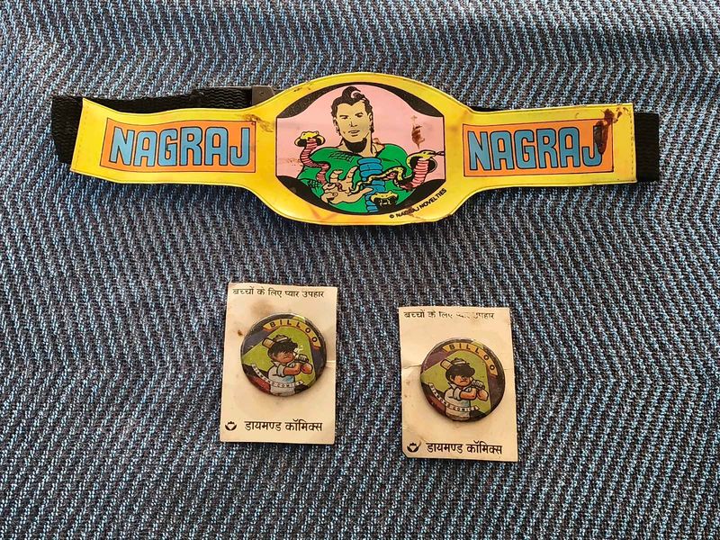 Vintage Nagraj Belt &amp; Billoo Badges