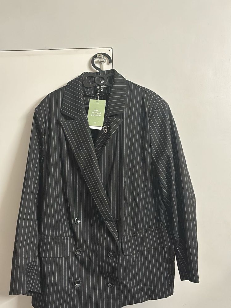 Classic Pinstripe Double-Breasted Blazer