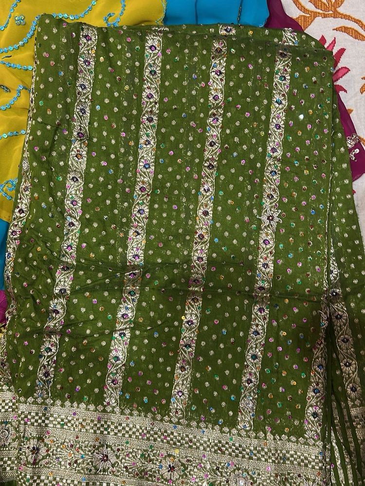 Beautiful Green Saree with Embellishments