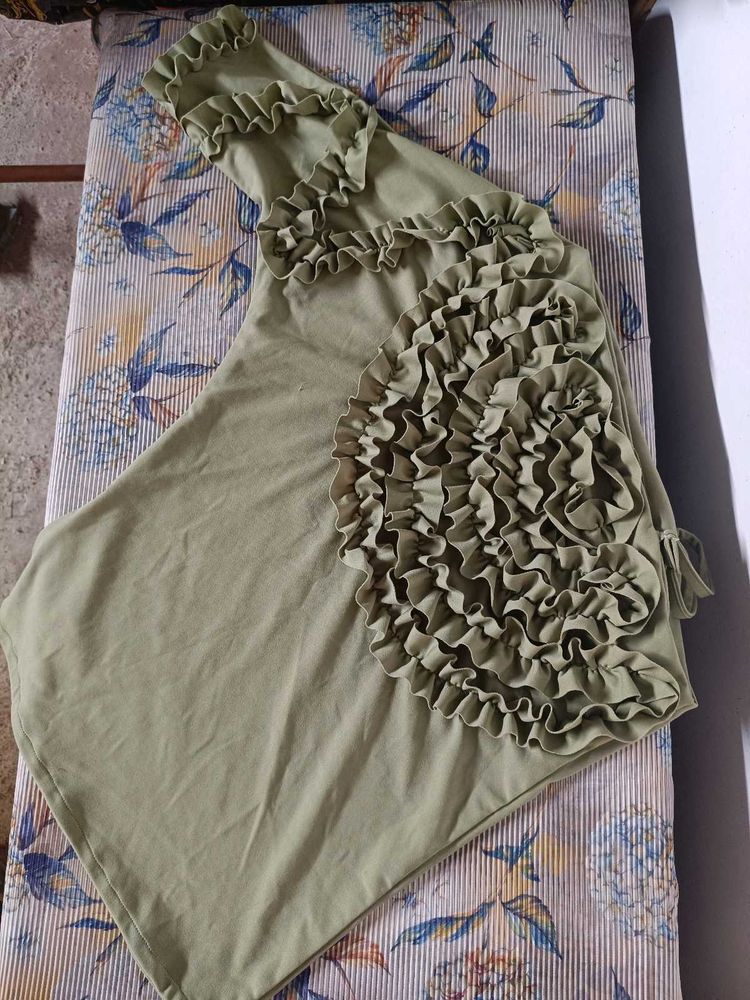 Green top with Ruffles