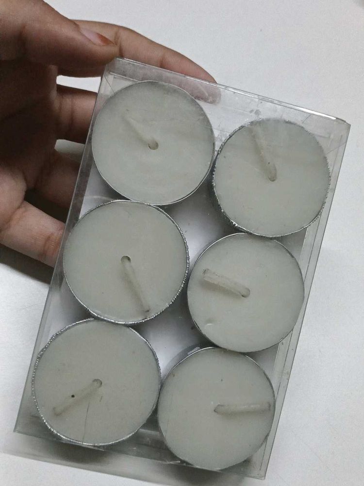Set of 6 White Tea Light Candles