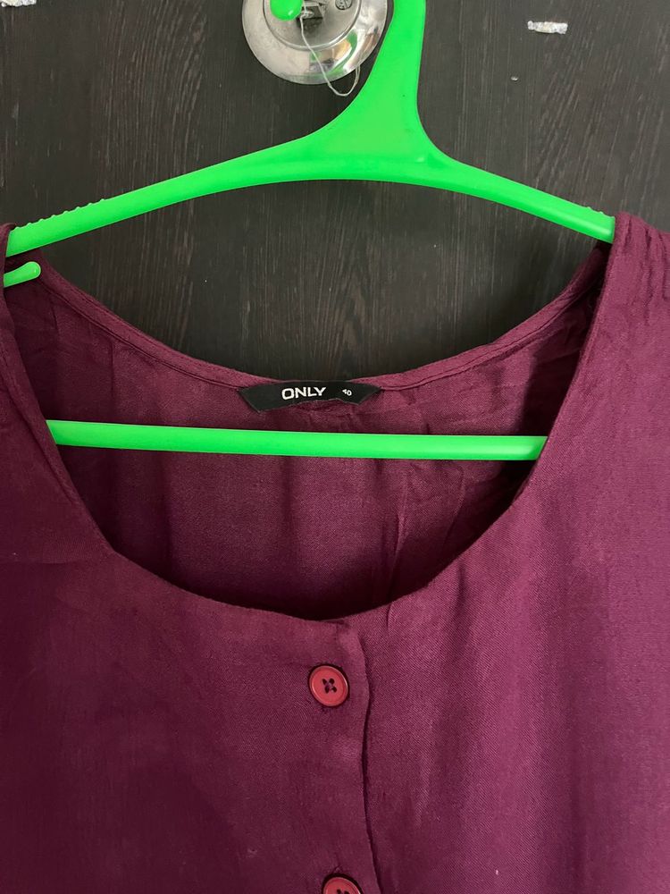 Purple Only Square Neck Short Shirt