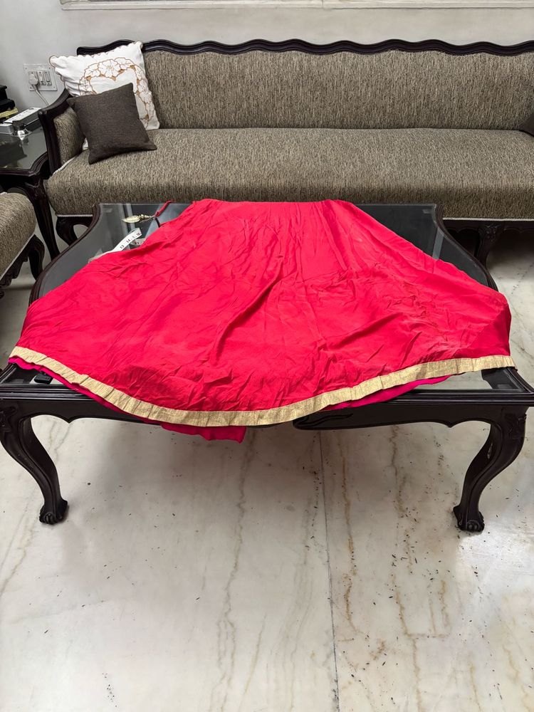 Vibrant Pink Ethnic Lehenga with Gold Border