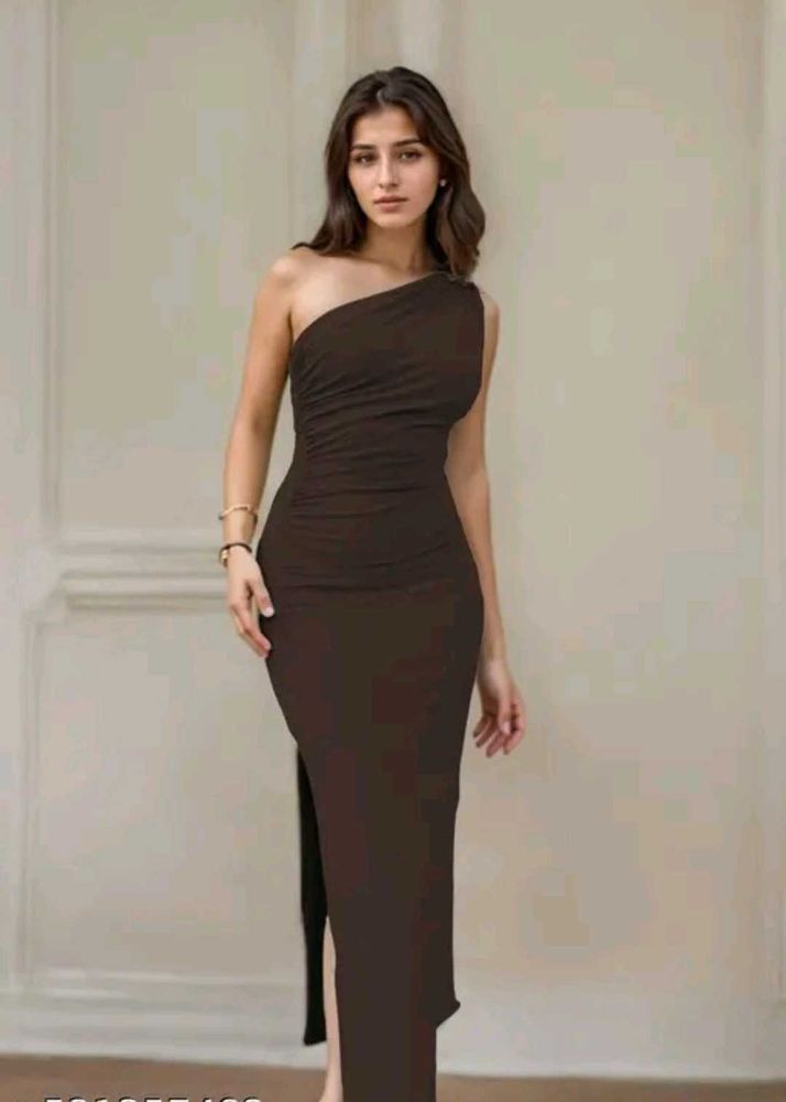 Elegant One-Shoulder Ruched Maxi Dress Size S Only