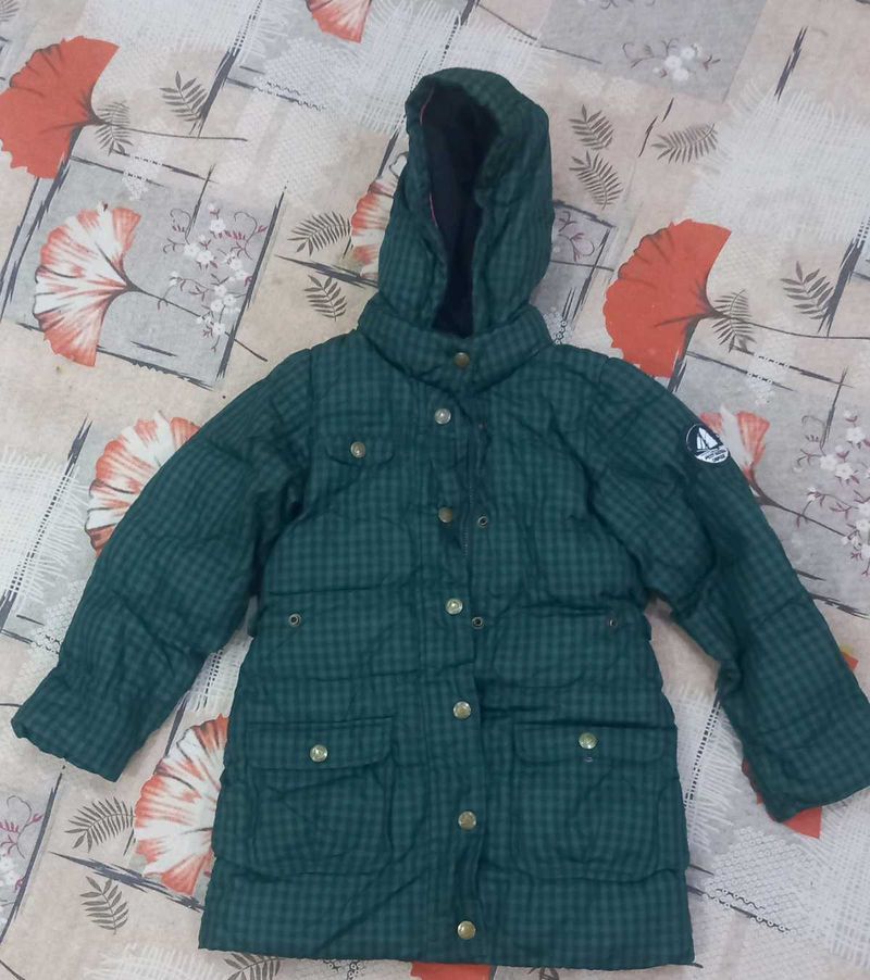 Green Checkered Puffer Jacket