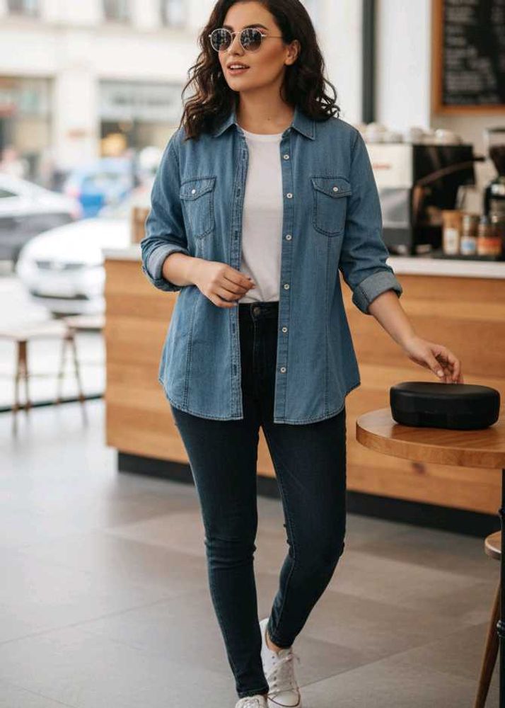 Branded Denim Shirt+Free Shades