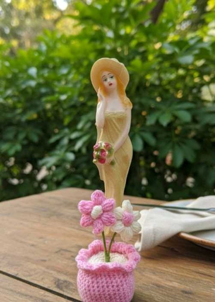 Lady Figurine &amp; Flower Pot