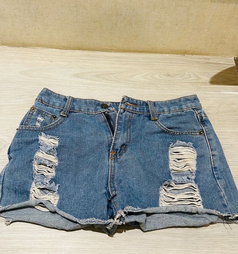 Distressed Denim Shorts