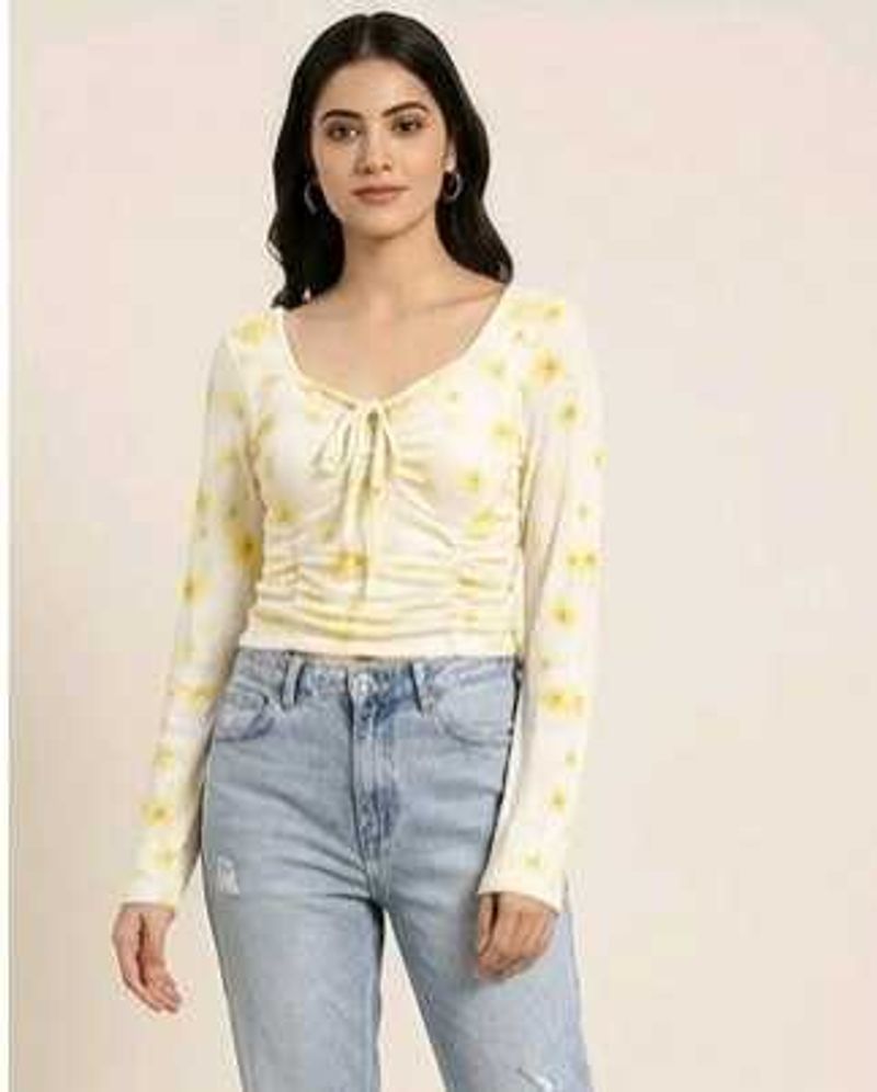 savana gathered top butter yellow