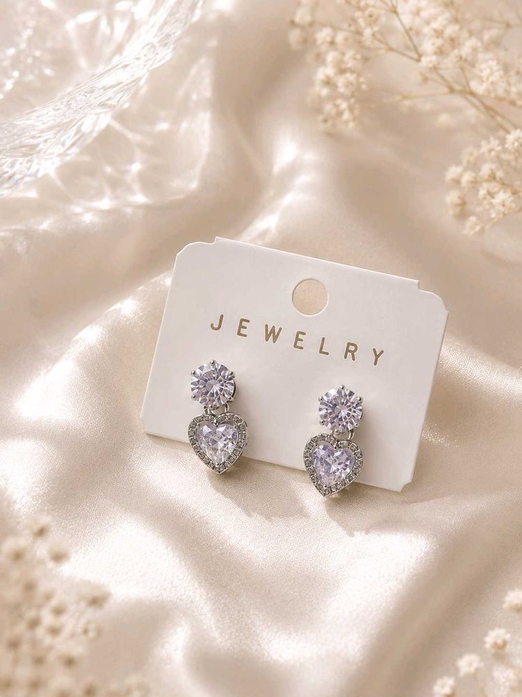 Heart Drop Earrings (Lavender)