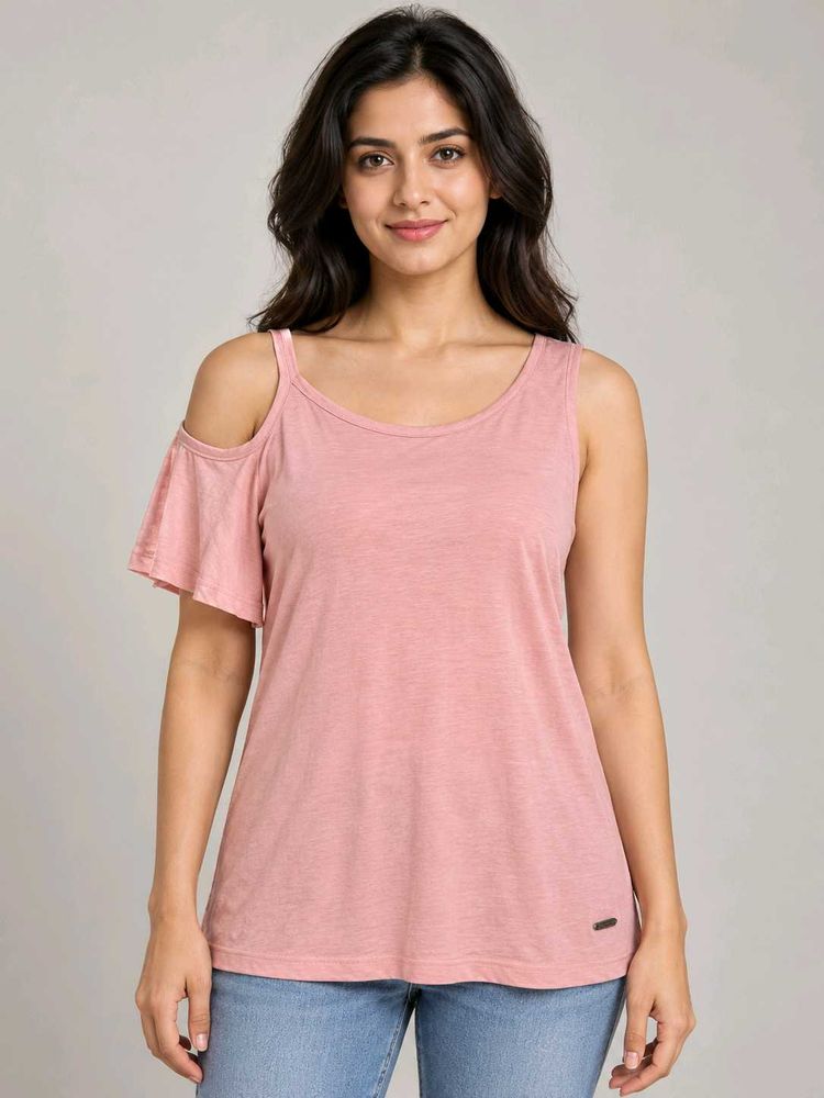 Cute Pink Cold Shoulder Top