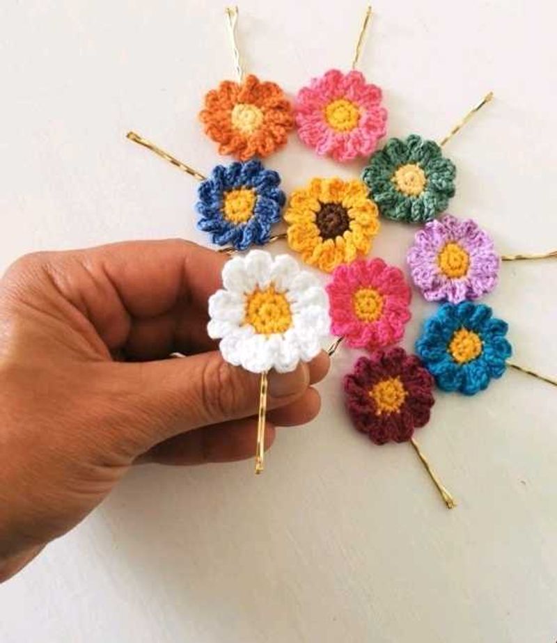 Handmade Crochet Flower Hair Pins