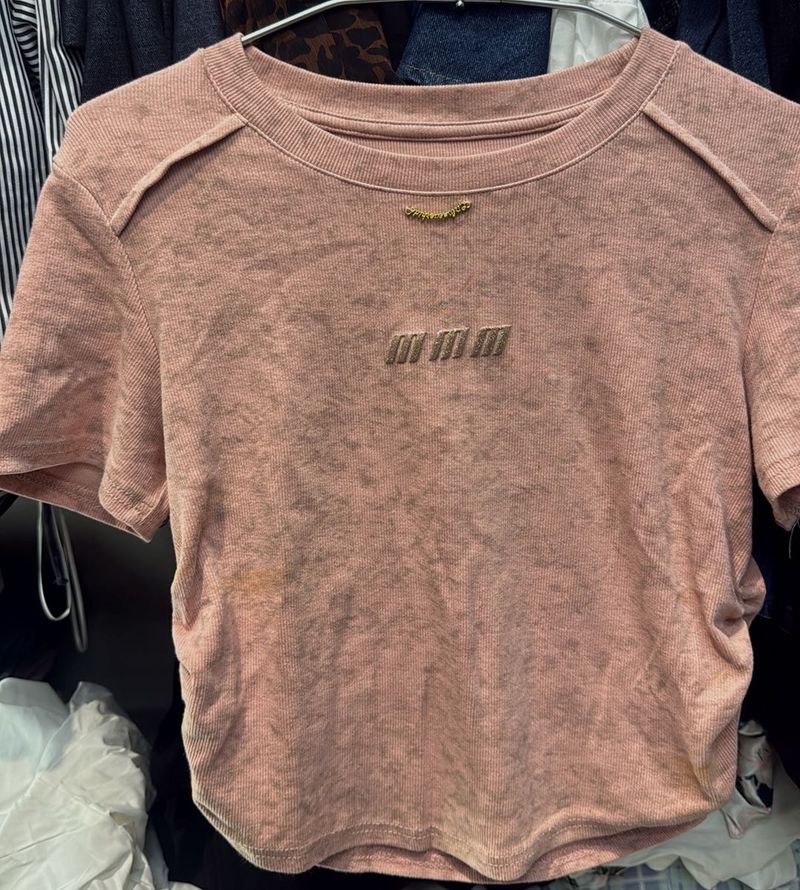 Pink Embroidered Cropped T-Shirt