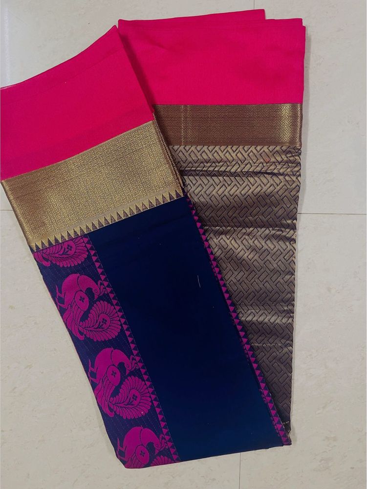 Semi Silk Jarcaud Navyblue Saree