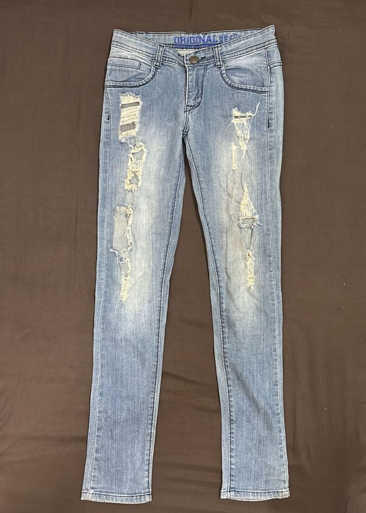 y2k Distressed blue low waist skinny Denim Jeans