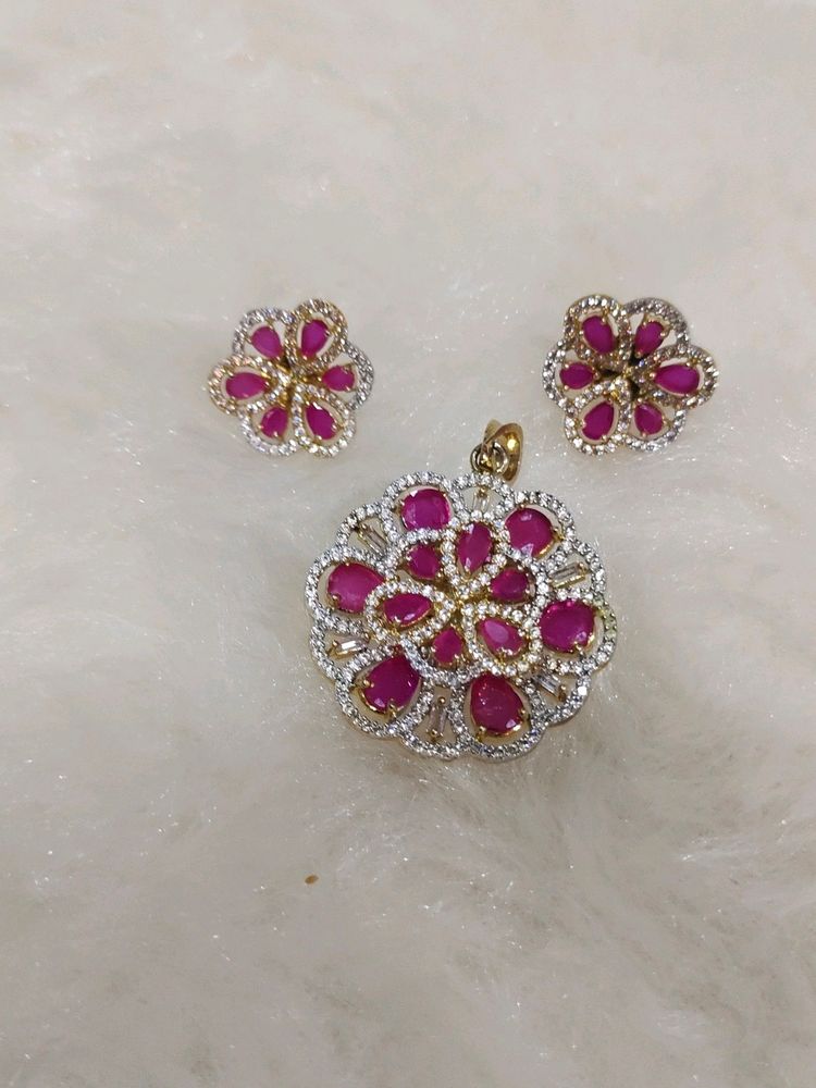 Ruby Pendant Set