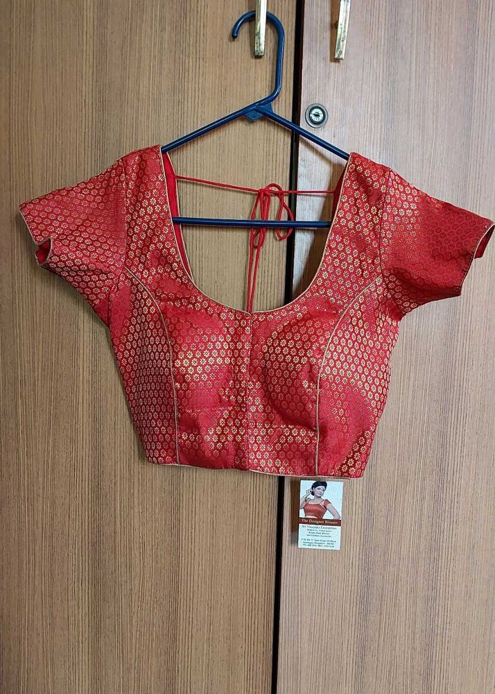 Elegant Red Brocade Blouse