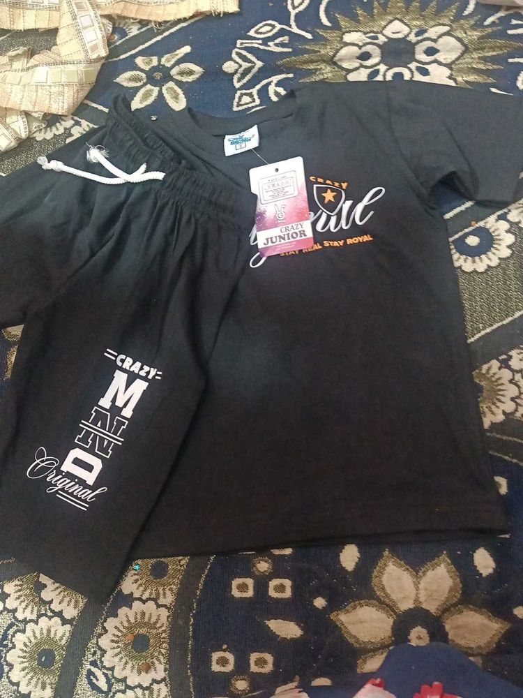 Cute Black T-shirt and Shorts Set