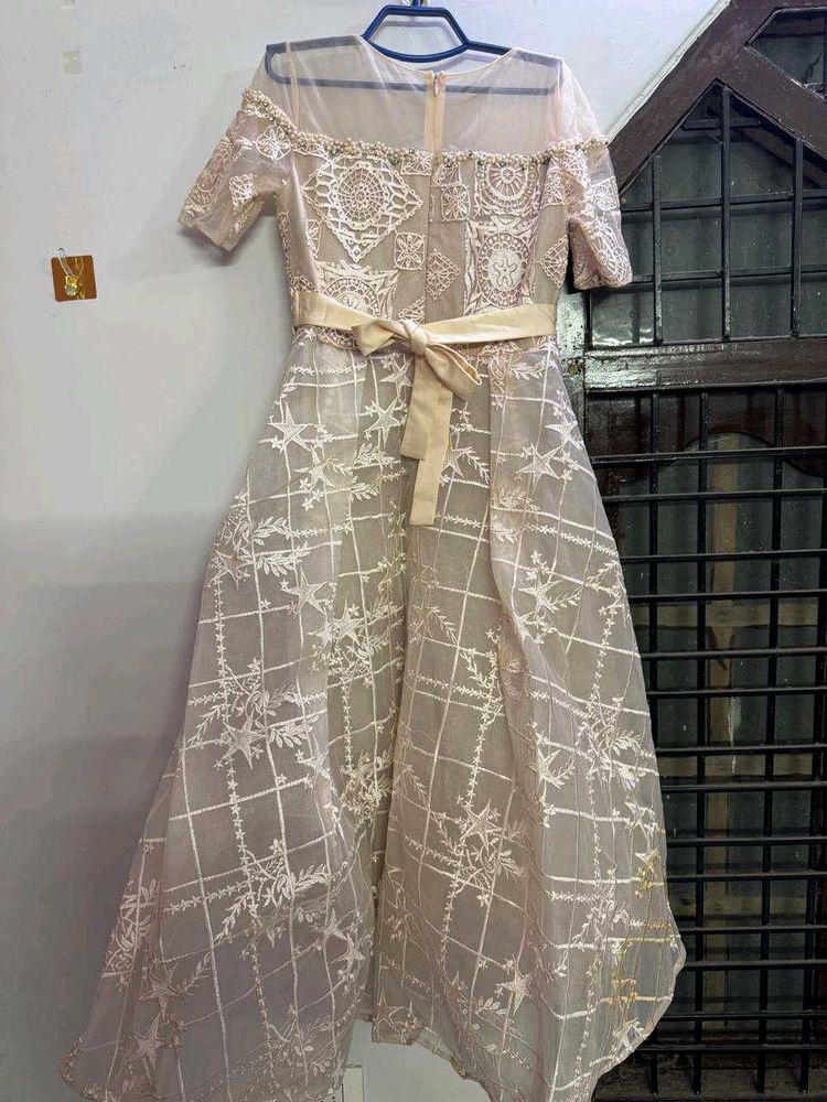 Elegant Lace Gown with Belt