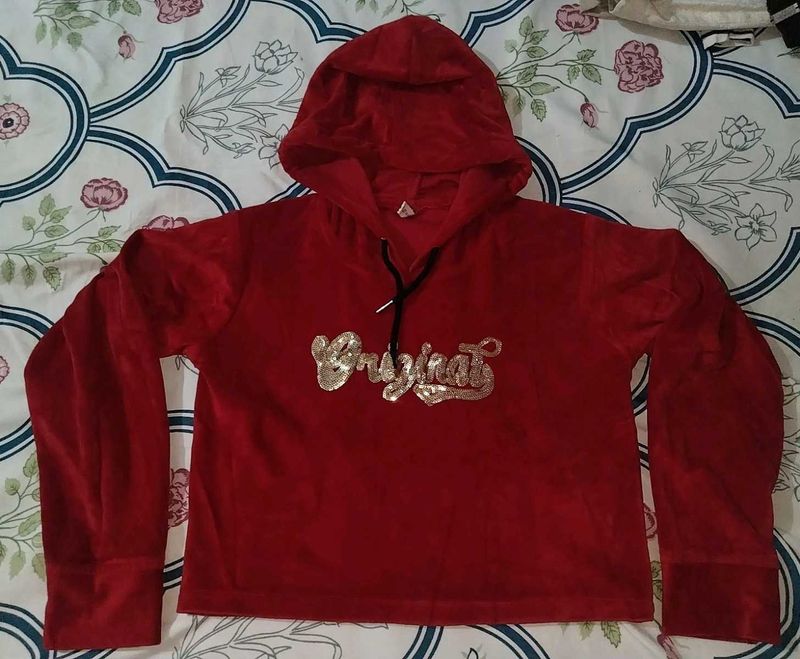 Red Crop Hoodie