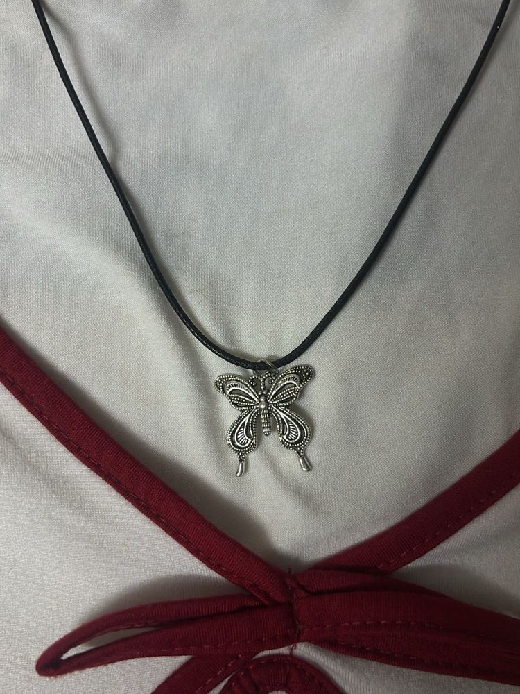 Silver Butterfly Pendant Necklace