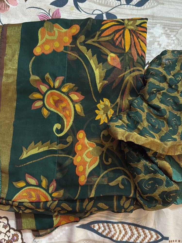 Beautiful Green Floral Saree