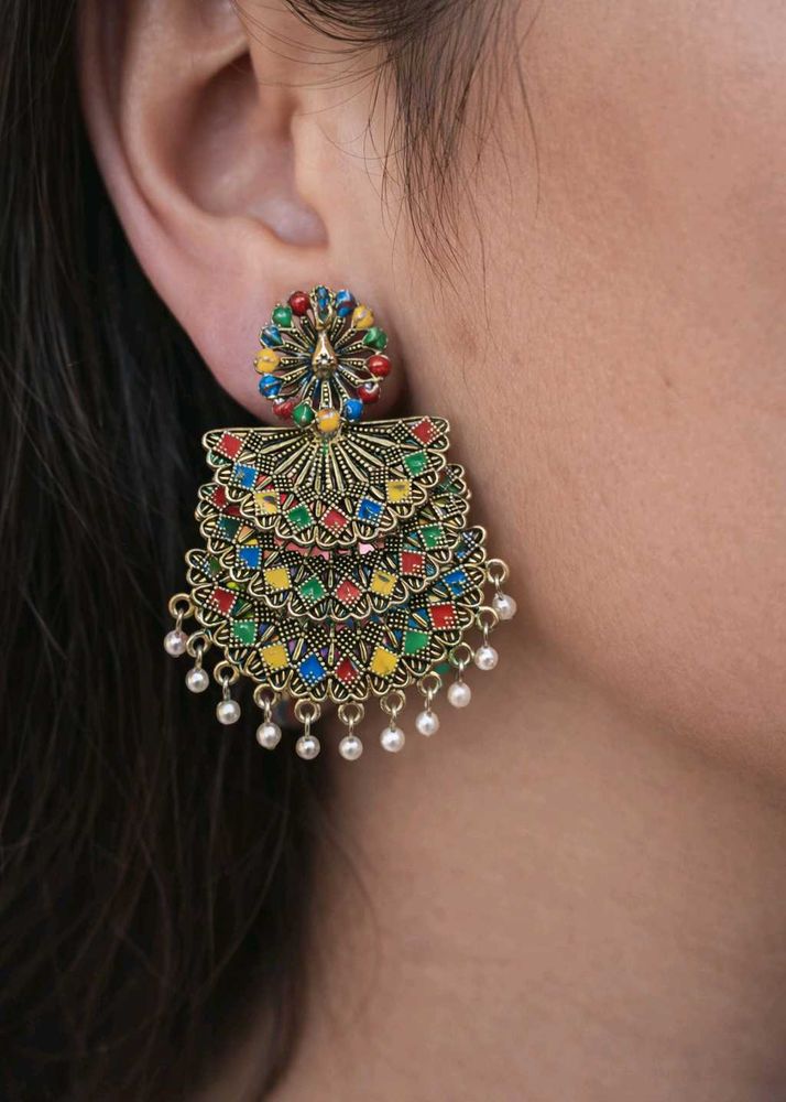 Royal Multicolor Chandbali Earrings💗