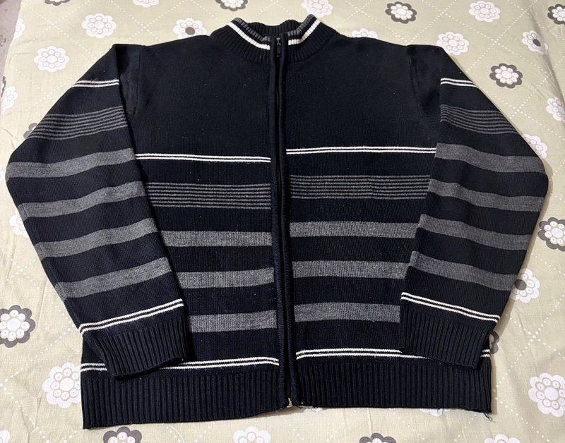 Vintage Striped Zip-Up Sweater