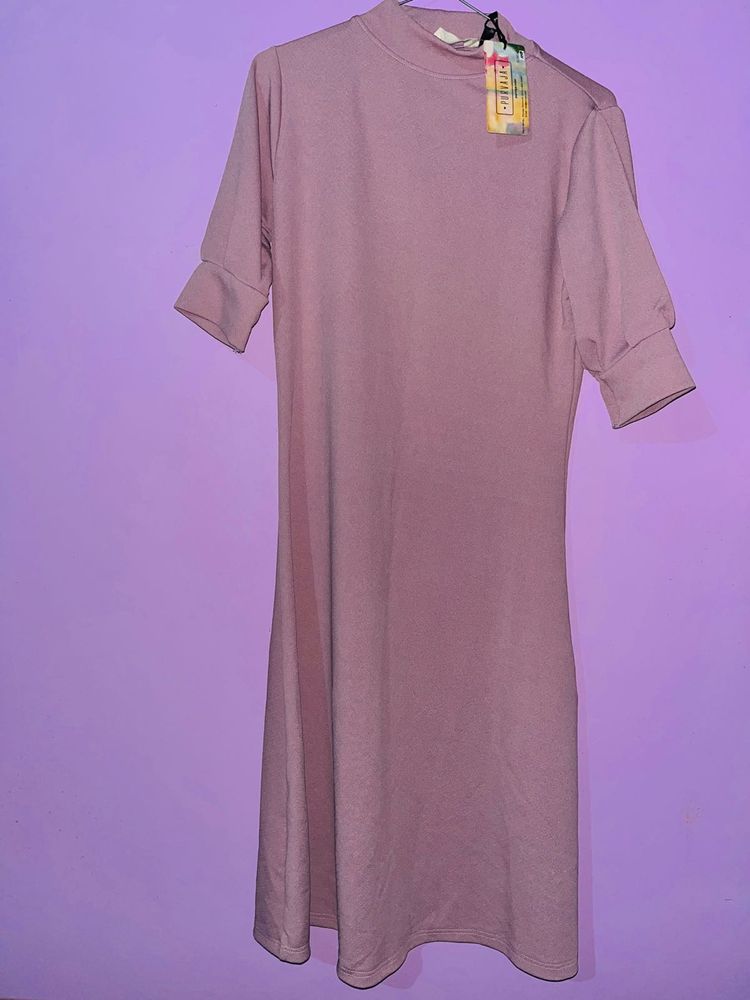 Dusty Rose Mock Neck Midi Dress