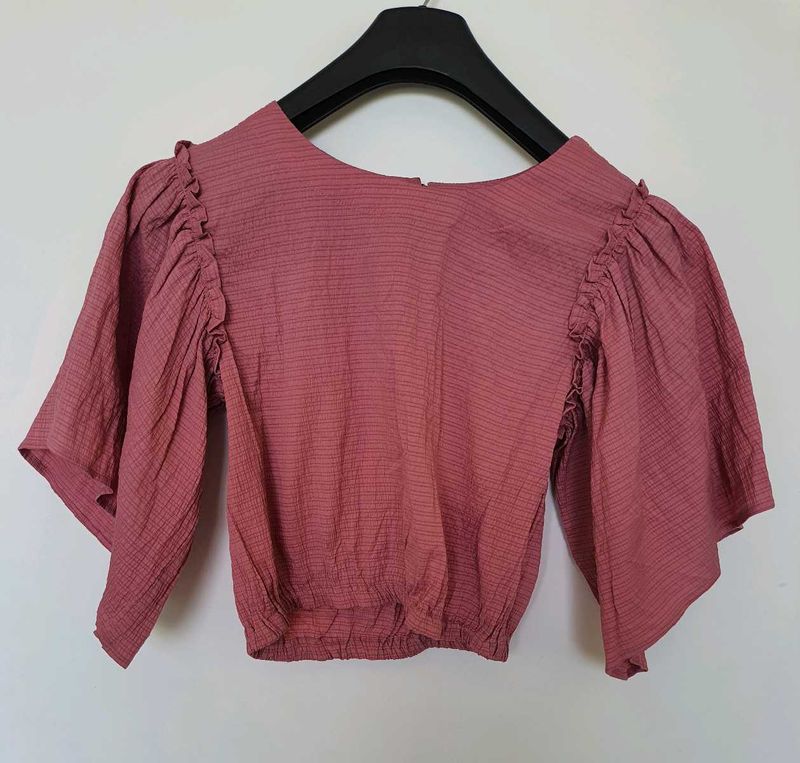Chic Rose Pink Textured Blouse