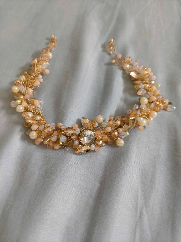 Elegant Gold Pearl &amp; Crystal Headpiece