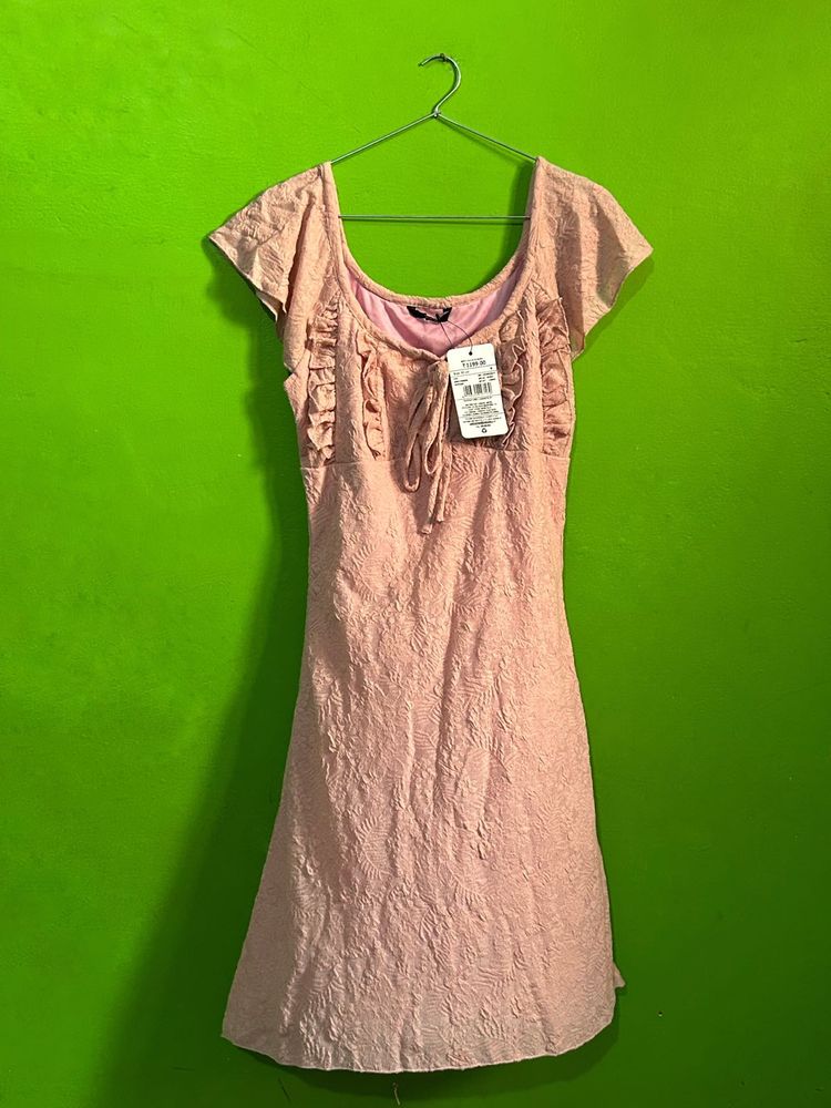 Cute Pink Textured Mini Dress