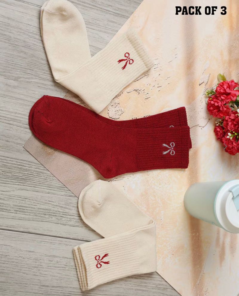 Pack of 3 Cute Bow valentines Socks