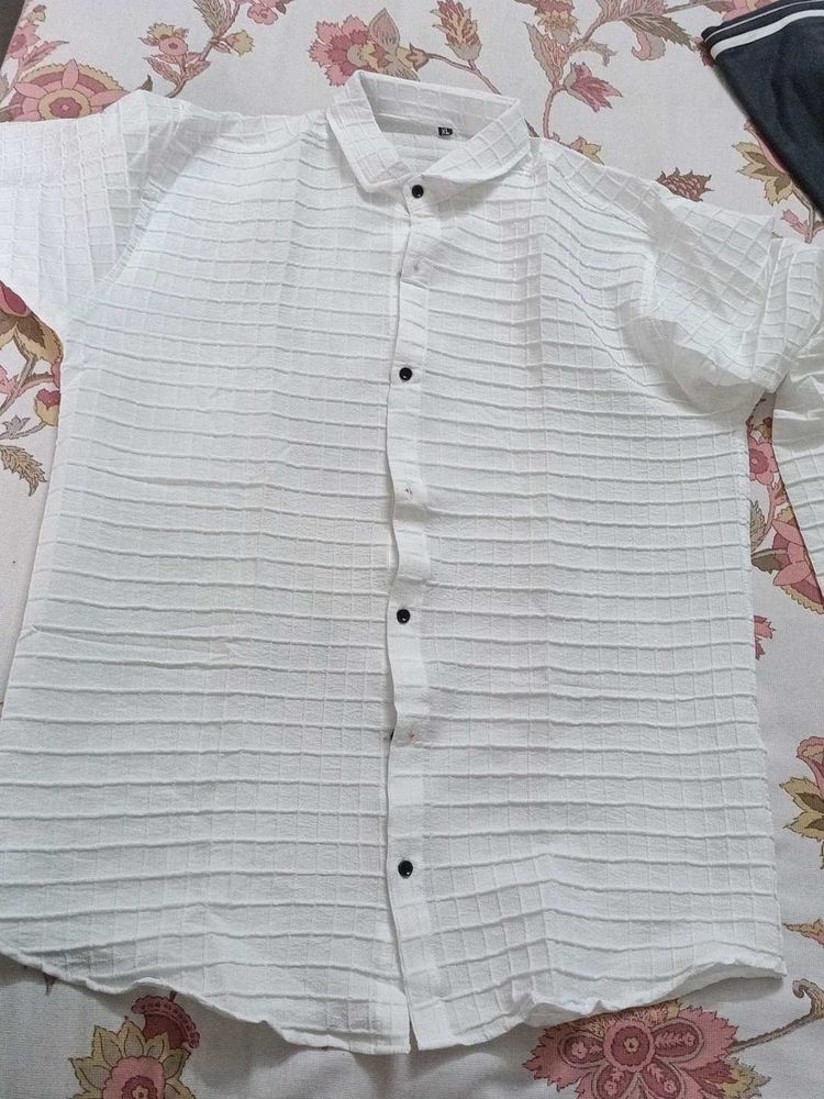 Men's White Textured Shirt
