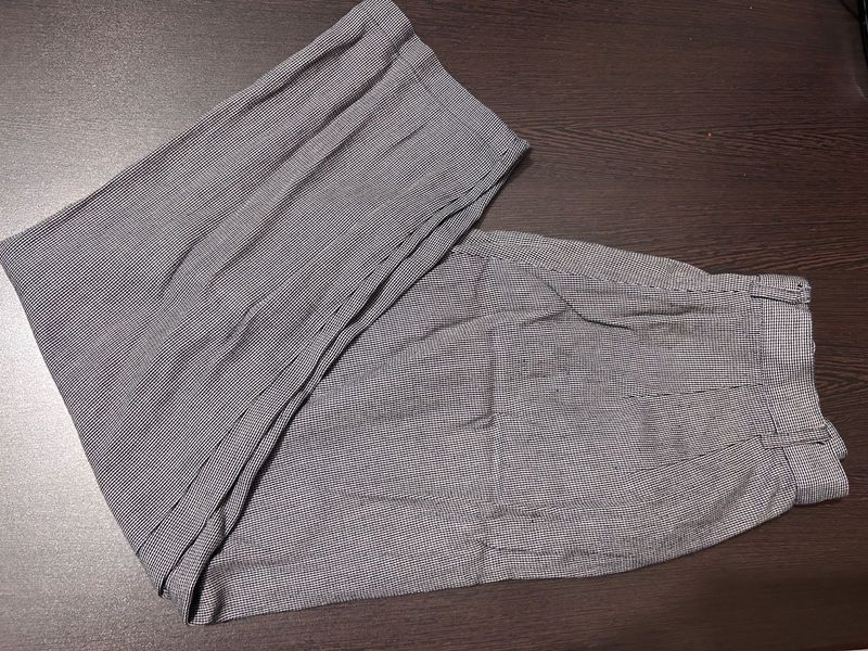 Gray Plaid Patterned Trousers
