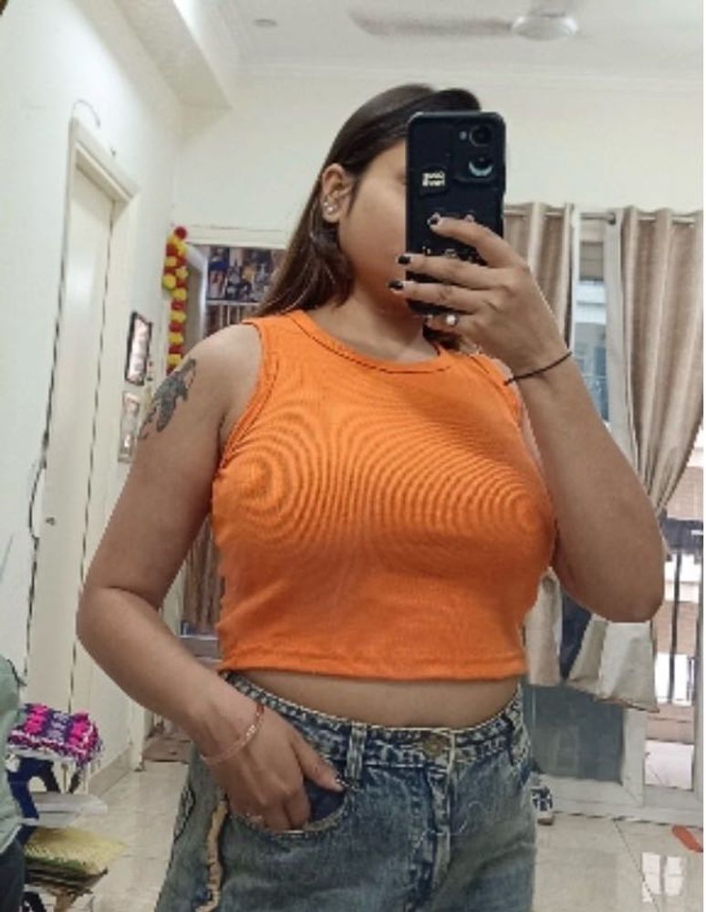 Orange Cropped Tank Top