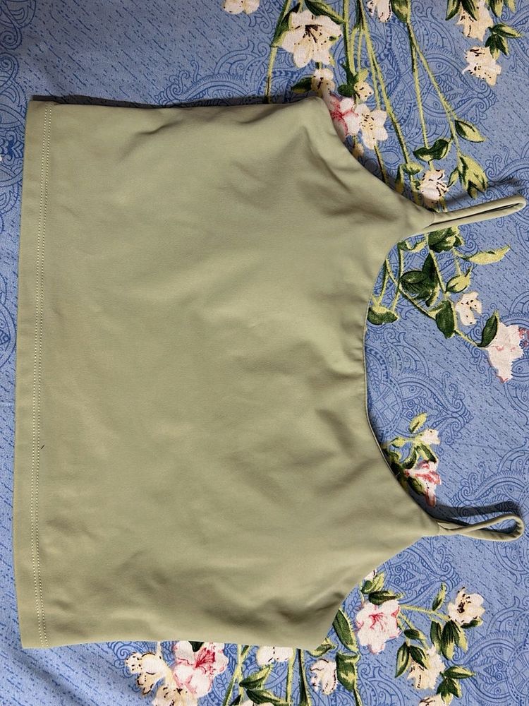 Sage Green padded Crop Tank Top